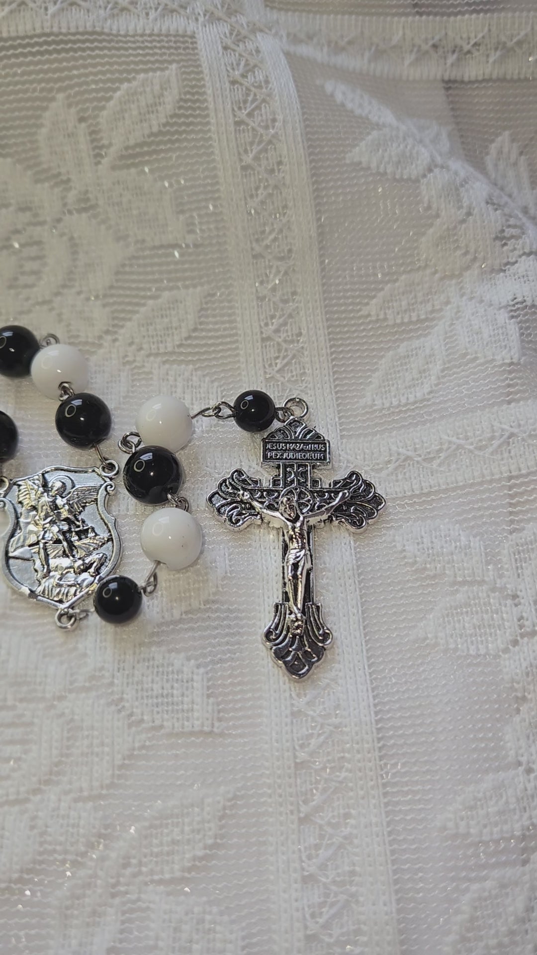 St Michael The Archangel Rosary black and white
