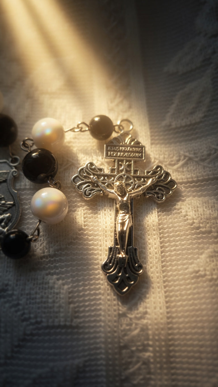 St Michael The Archangel Rosary black and white