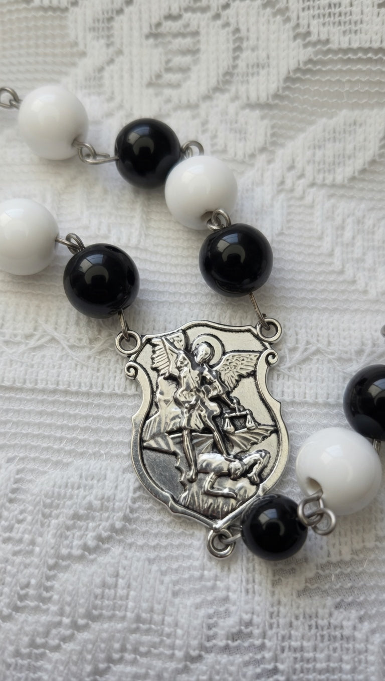 St Michael The Archangel Rosary black and white